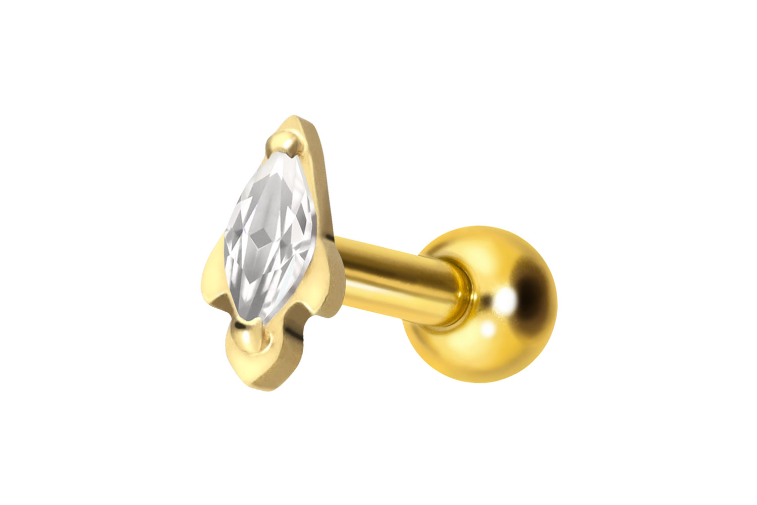 Titan Ohrpiercing mit Innengewinde KRISTALLRAKETE